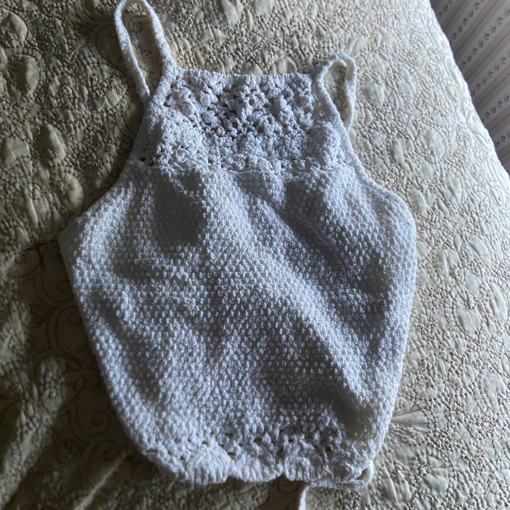 Holister crotchet white top , medium